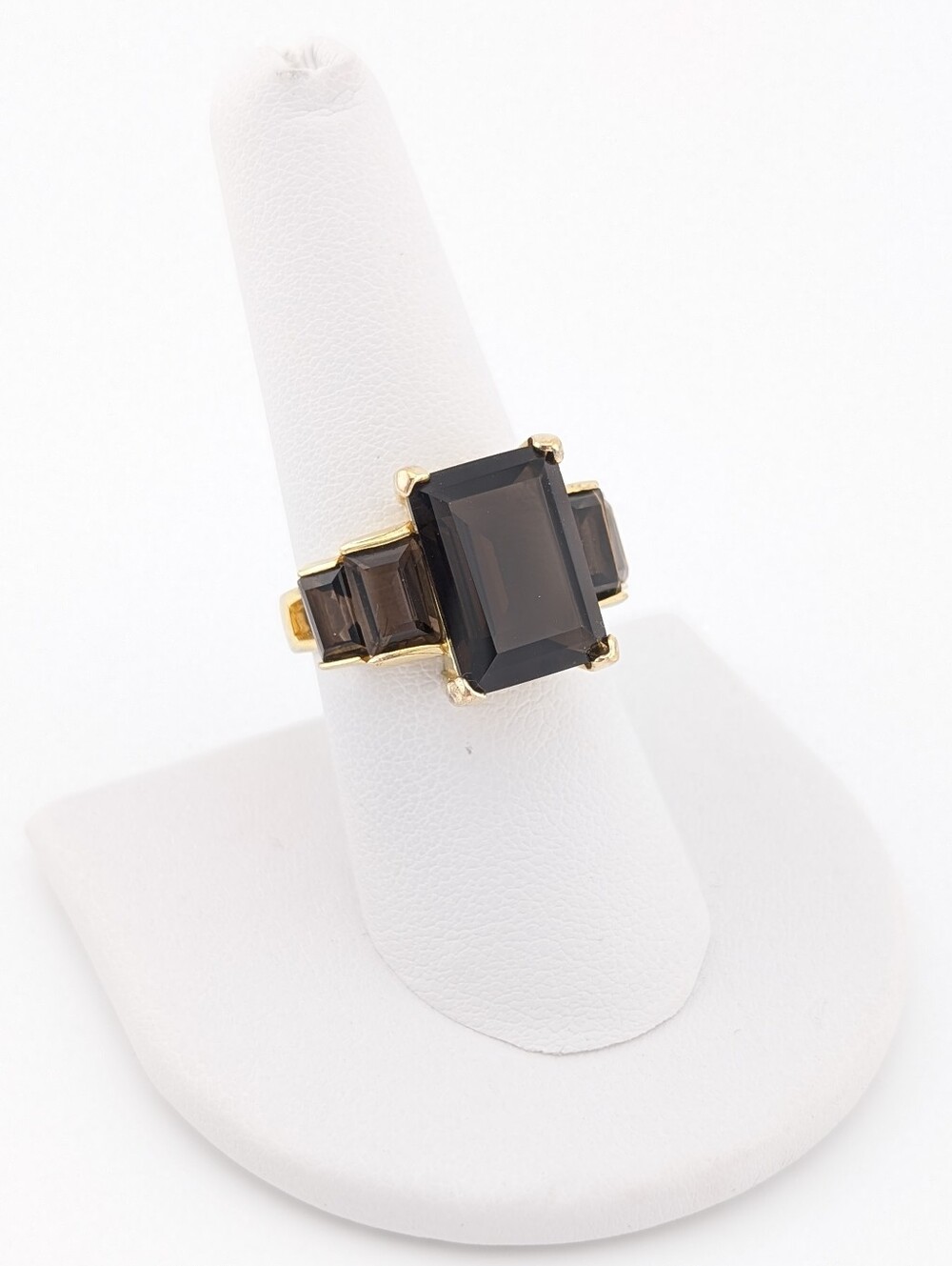 Vintage Gold Ring with Dark Smoky Stones - Picture 6 of 10